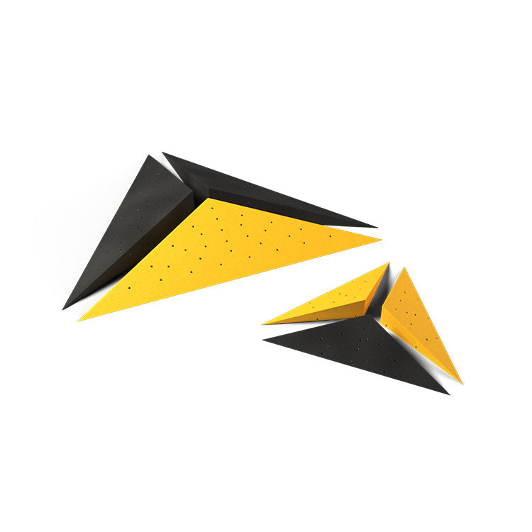 Sechs dreieckige Volumen der Bermudaz Serie von Banana Volumes in schwarz und gelb.