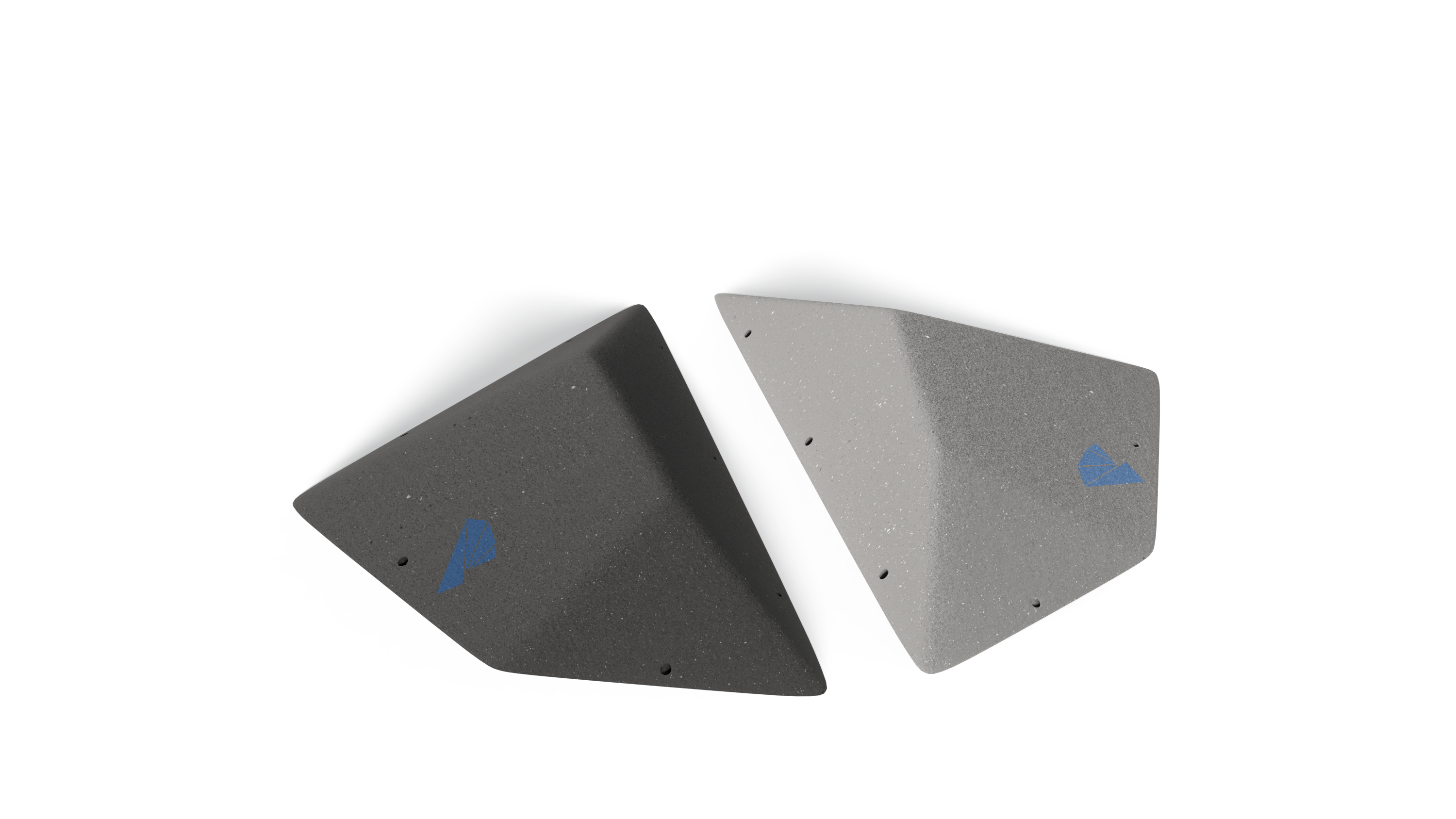 Zwei flache, viereckige Prisma Volumen von Banana Volumes in schwarz und grau.